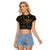 Polynesian Raglan Cropped T Shirt Hammerhead Shark Tribal Pattern TS04 Female Black/Yellow - Polynesian Pride