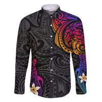 Turtle and Plumeria - Polynesian Family Matching Puletasi Dress and Hawaiian Shirt TS04 Dad's Shirt - Long Sleeve Gradient - Polynesian Pride