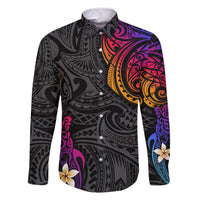 Turtle and Plumeria - Polynesian Family Matching Tank Maxi Dress and Hawaiian Shirt TS04 Dad's Shirt - Long Sleeve Gradient - Polynesian Pride