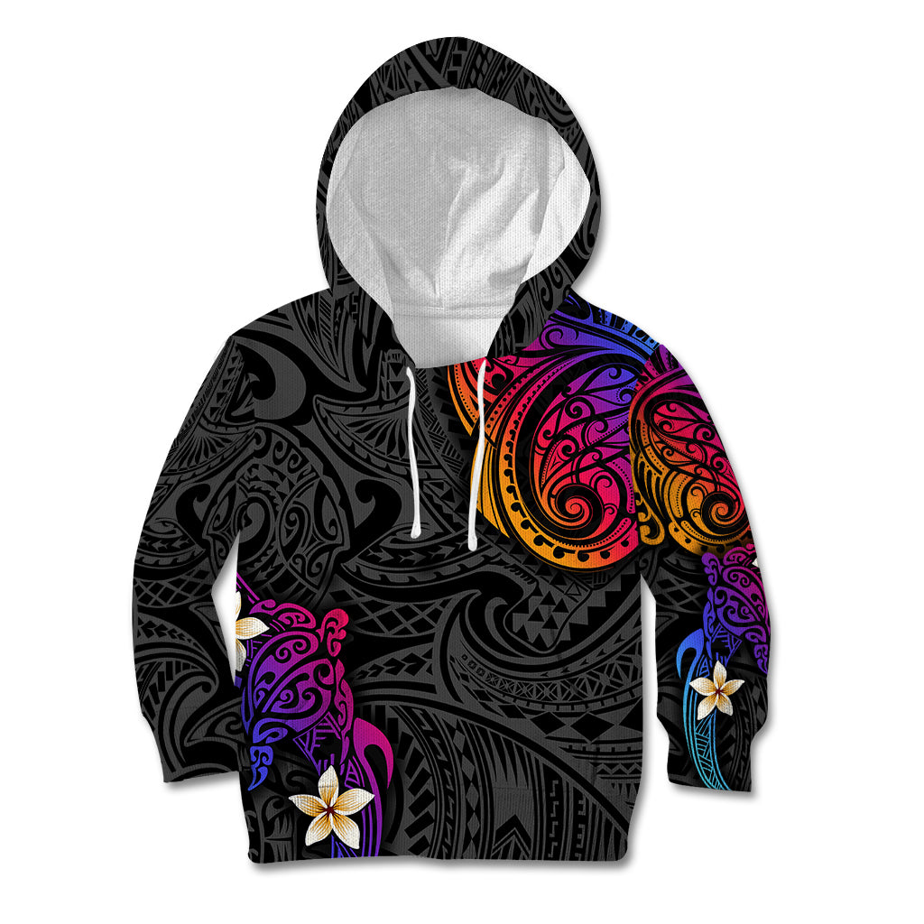 Turtle and Plumeria - Polynesian Kid Hoodie TS04 Hoodie Gradient - Polynesian Pride