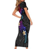 Turtle and Plumeria - Polynesian Short Sleeve Bodycon Dress TS04 - Polynesian Pride