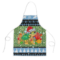 Micronesia Christmas Apron with Santa Turtle Coral Reef and Holiday Ocean Pattern - Polynesian Pride
