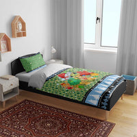 Micronesia Christmas Bedding Set with Santa Turtle Coral Reef and Holiday Ocean Pattern - Polynesian Pride