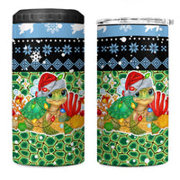 Micronesia Christmas 4 in 1 Can Cooler Tumbler with Santa Turtle Coral Reef and Holiday Ocean Pattern - Polynesian Pride