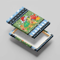 Micronesia Christmas Canvas Wall Art with Santa Turtle Coral Reef and Holiday Ocean Pattern - Polynesian Pride