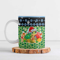 Micronesia Christmas Ceramic Mug with Santa Turtle Coral Reef and Holiday Ocean Pattern - Polynesian Pride