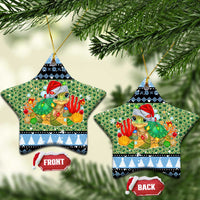 Micronesia Christmas Ceramic Ornament with Santa Turtle Coral Reef and Holiday Ocean Pattern - Polynesian Pride
