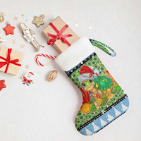 Micronesia Christmas Stocking with Santa Turtle Coral Reef and Holiday Ocean Pattern - Polynesian Pride