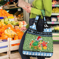 Micronesia Christmas Grocery Bag with Santa Turtle Coral Reef and Holiday Ocean Pattern - Polynesian Pride