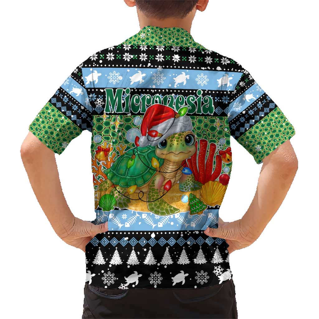 Micronesia Christmas Hawaiian Shirt with Santa Turtle Coral Reef and Holiday Ocean Pattern - Polynesian Pride