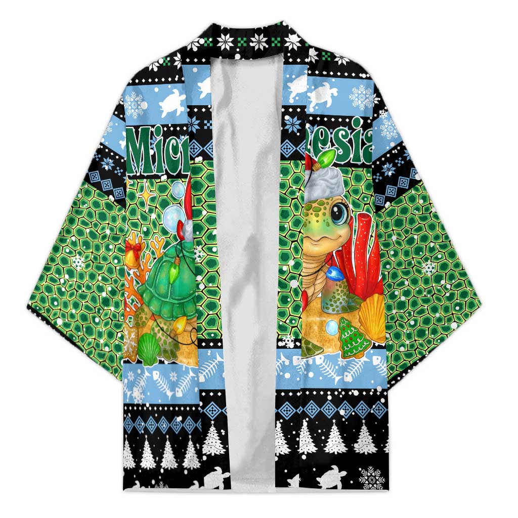 Micronesia Christmas Kimono with Santa Turtle Coral Reef and Holiday Ocean Pattern - Polynesian Pride