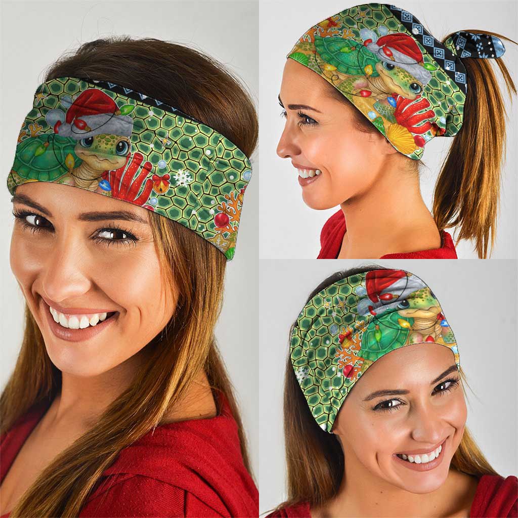 Micronesia Christmas Neck Gaiter with Santa Turtle Coral Reef and Holiday Ocean Pattern - Polynesian Pride