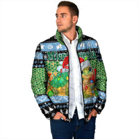 Micronesia Christmas Padded Jacket with Santa Turtle Coral Reef and Holiday Ocean Pattern - Polynesian Pride