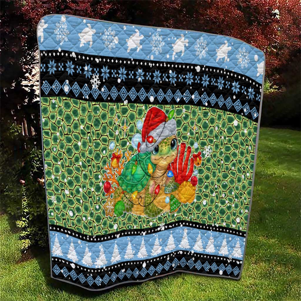 Micronesia Christmas Quilt with Santa Turtle Coral Reef and Holiday Ocean Pattern - Polynesian Pride