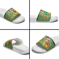 Micronesia Christmas Slide Sandals with Santa Turtle Coral Reef and Holiday Ocean Pattern - Polynesian Pride