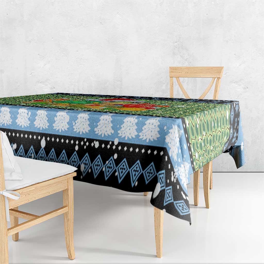 Micronesia Christmas Tablecloth with Santa Turtle Coral Reef and Holiday Ocean Pattern - Polynesian Pride