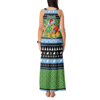 Micronesia Christmas Tank Maxi Dress with Santa Turtle Coral Reef and Holiday Ocean Pattern - Polynesian Pride