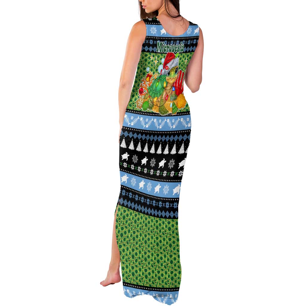 Micronesia Christmas Tank Maxi Dress with Santa Turtle Coral Reef and Holiday Ocean Pattern - Polynesian Pride
