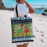 Micronesia Christmas Tote Bag with Santa Turtle Coral Reef and Holiday Ocean Pattern - Polynesian Pride