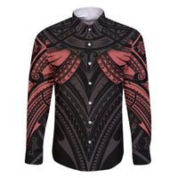 Feminine Polynesian Family Matching Short Sleeve Bodycon Dress and Hawaiian Shirt Mandala Tattoo Style TS04 Dad's Shirt - Long Sleeve Black - Polynesian Pride
