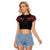 Feminine Polynesian Raglan Cropped T Shirt Mandala Tattoo Style TS04 Female Black - Polynesian Pride