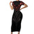Feminine Polynesian Short Sleeve Bodycon Dress Mandala Tattoo Style TS04 Long Dress Black - Polynesian Pride