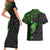 Polynesian Couples Matching Short Sleeve Bodycon Dress and Hawaiian Shirt Hammerhead Shark Tribal Pattern Black Green Version TS04 - Polynesian Pride