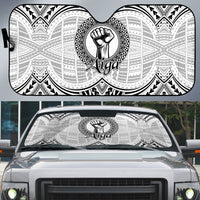 Aiga Samoa Raised Fist Auto Sun Shade Polynesian Tribal Tattoo Art Family Pride TS04 White Black - Polynesian Pride