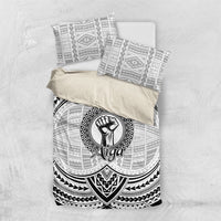 Aiga Samoa Raised Fist Bedding Set Polynesian Tribal Tattoo Art Family Pride TS04 US Twin 172cm x 218cm White Black - Polynesian Pride