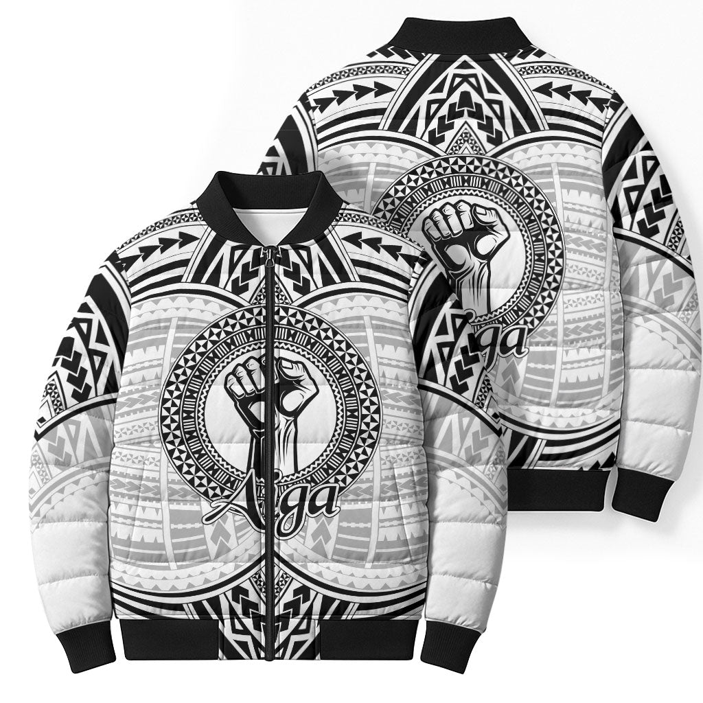 Aiga Samoa Raised Fist Bomber Puffer Jacket Polynesian Tribal Tattoo Art Family Pride TS04 - Polynesian Pride