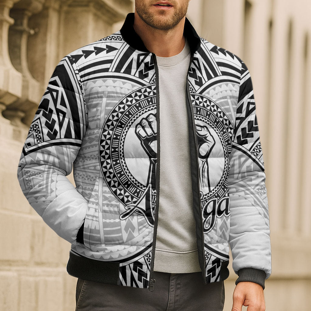 Aiga Samoa Raised Fist Bomber Puffer Jacket Polynesian Tribal Tattoo Art Family Pride TS04 - Polynesian Pride