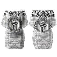 Aiga Samoa Raised Fist Couples Matching Off Shoulder Short Dress and Hawaiian Shirt Polynesian Tribal Tattoo Art Family Pride TS04 - Polynesian Pride