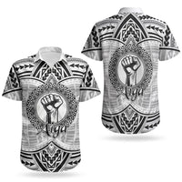 Aiga Samoa Raised Fist Couples Matching Puletasi and Hawaiian Shirt Polynesian Tribal Tattoo Art Family Pride TS04 - Polynesian Pride