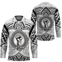 Aiga Samoa Raised Fist Hockey Jersey Polynesian Tribal Tattoo Art Family Pride TS04 - Polynesian Pride