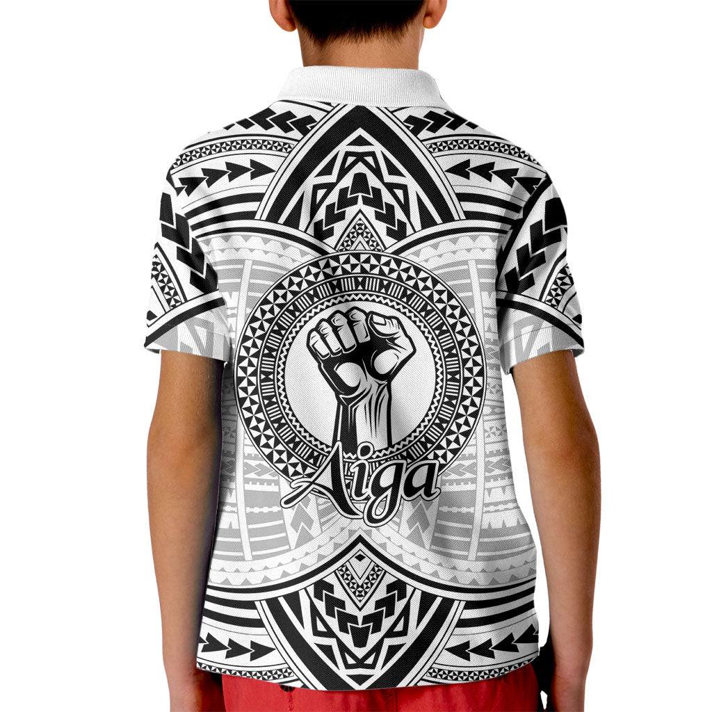 Aiga Samoa Raised Fist Kid Polo Shirt Polynesian Tribal Tattoo Art Family Pride TS04 - Polynesian Pride