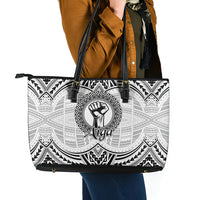 Aiga Samoa Raised Fist Leather Tote Bag Polynesian Tribal Tattoo Art Family Pride TS04 - Polynesian Pride