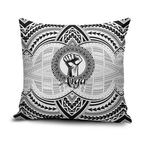 Aiga Samoa Raised Fist Pillow Cover Polynesian Tribal Tattoo Art Family Pride TS04 White Black - Polynesian Pride