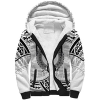 Aiga Samoa Raised Fist Sherpa Hoodie Polynesian Tribal Tattoo Art Family Pride TS04 Unisex White Black - Polynesian Pride