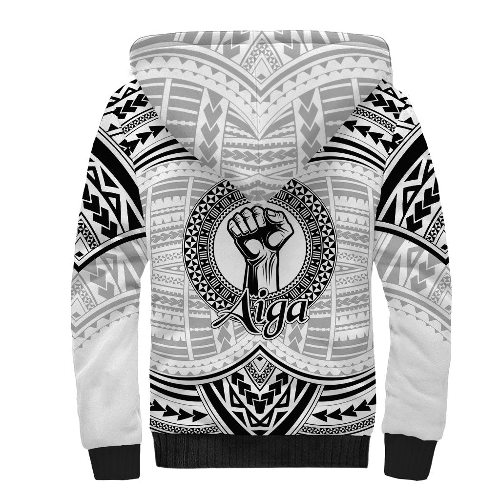Aiga Samoa Raised Fist Sherpa Hoodie Polynesian Tribal Tattoo Art Family Pride TS04 - Polynesian Pride