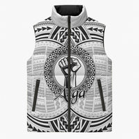 Aiga Samoa Raised Fist Sleeveless Puffer Jacket Polynesian Tribal Tattoo Art Family Pride TS04 Unisex White Black - Polynesian Pride
