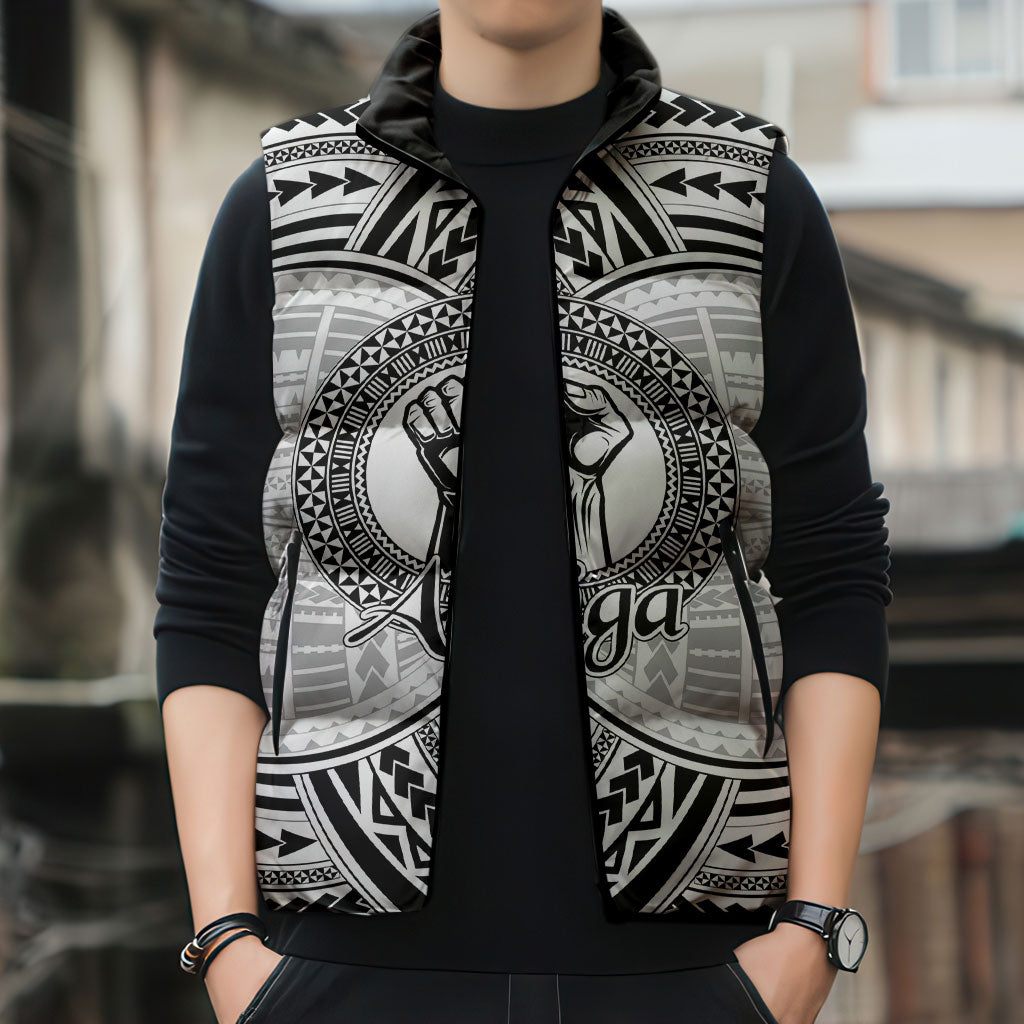Aiga Samoa Raised Fist Sleeveless Puffer Jacket Polynesian Tribal Tattoo Art Family Pride TS04 - Polynesian Pride