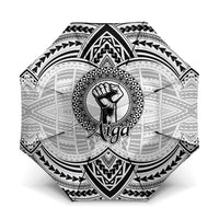 Aiga Samoa Raised Fist Umbrella Polynesian Tribal Tattoo Art Family Pride TS04 One Size Folded 11.42 inch Opened Diameter 37.4 inch White Black - Polynesian Pride