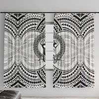 Aiga Samoa Raised Fist Window Curtain Polynesian Tribal Tattoo Art Family Pride TS04 With Hooks White Black - Polynesian Pride
