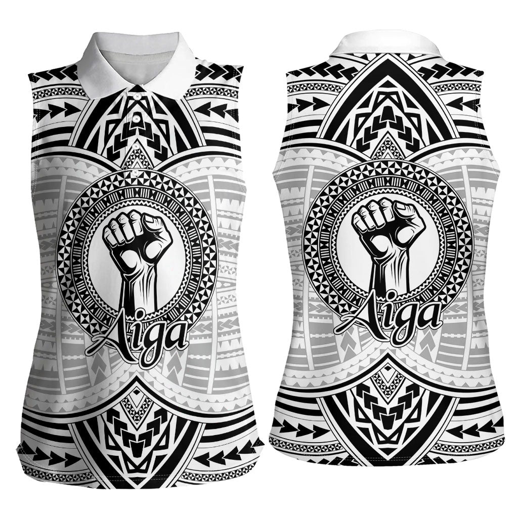 Aiga Samoa Raised Fist Women Sleeveless Polo Shirt Polynesian Tribal Tattoo Art Family Pride TS04 - Polynesian Pride