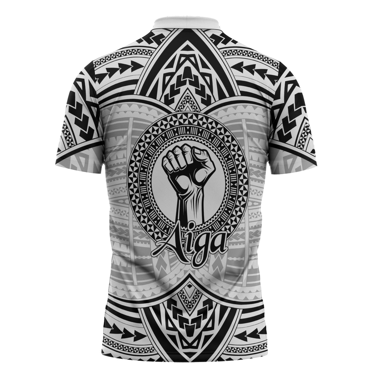 Aiga Samoa Raised Fist Zipper Polo Shirt Polynesian Tribal Tattoo Art Family Pride TS04 - Polynesian Pride