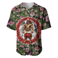 Samoa Aiga Polynesian Baseball Jersey Tropical Floral Hibiscus Pattern Island Heritage TS04 Green Red - Polynesian Pride