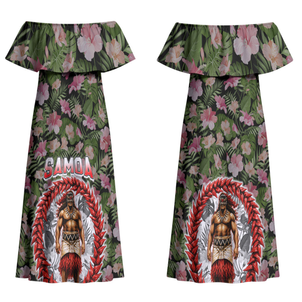 Samoa Aiga Polynesian Couples Matching Off Shoulder Maxi Dress and Hawaiian Shirt Tropical Floral Hibiscus Pattern Island Heritage TS04 - Polynesian Pride