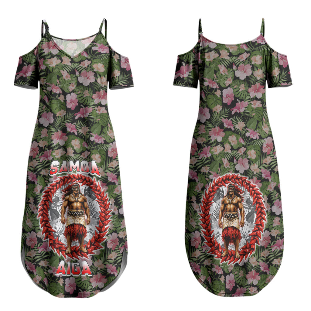 Samoa Aiga Polynesian Family Matching Summer Maxi Dress and Hawaiian Shirt Tropical Floral Hibiscus Pattern Island Heritage TS04 Mom's Dress Green Red - Polynesian Pride