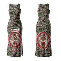 Samoa Aiga Polynesian Family Matching Tank Maxi Dress and Hawaiian Shirt Tropical Floral Hibiscus Pattern Island Heritage TS04 Mom's Dress Green Red - Polynesian Pride