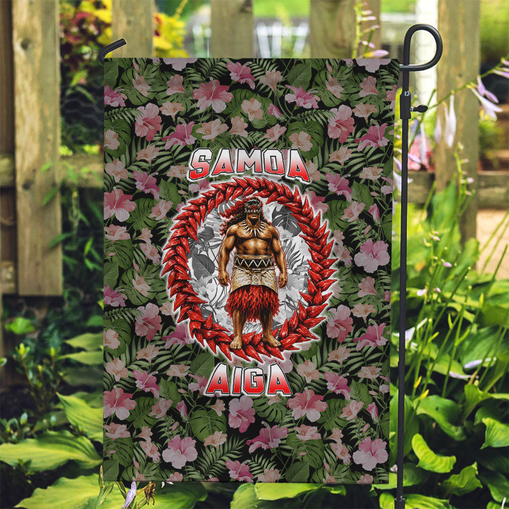 Samoa Aiga Polynesian Garden Flag Tropical Floral Hibiscus Pattern Island Heritage TS04 Garden Flag Green Red - Polynesian Pride